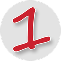 Red handwritten number 1 on a light gray circle