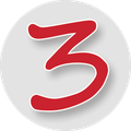 Red number 3 on a light gray circle background