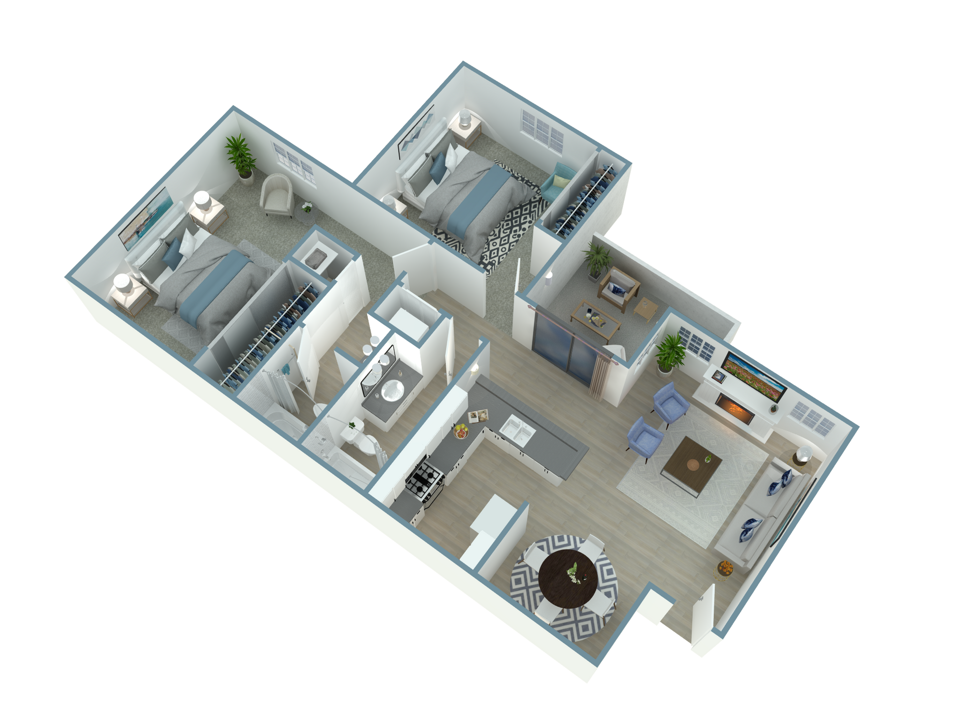 2 Bed, 2 Bath Floor Plan