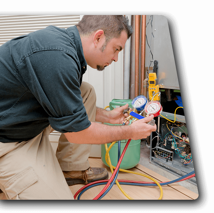 HVAC TECHNICIAN TESTING A UNIT