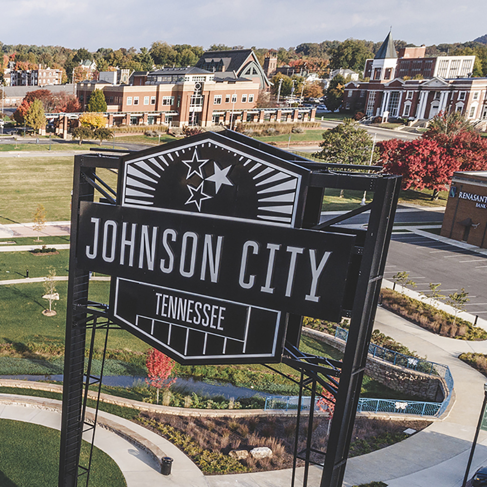 An aerial view of johnson city tennessee