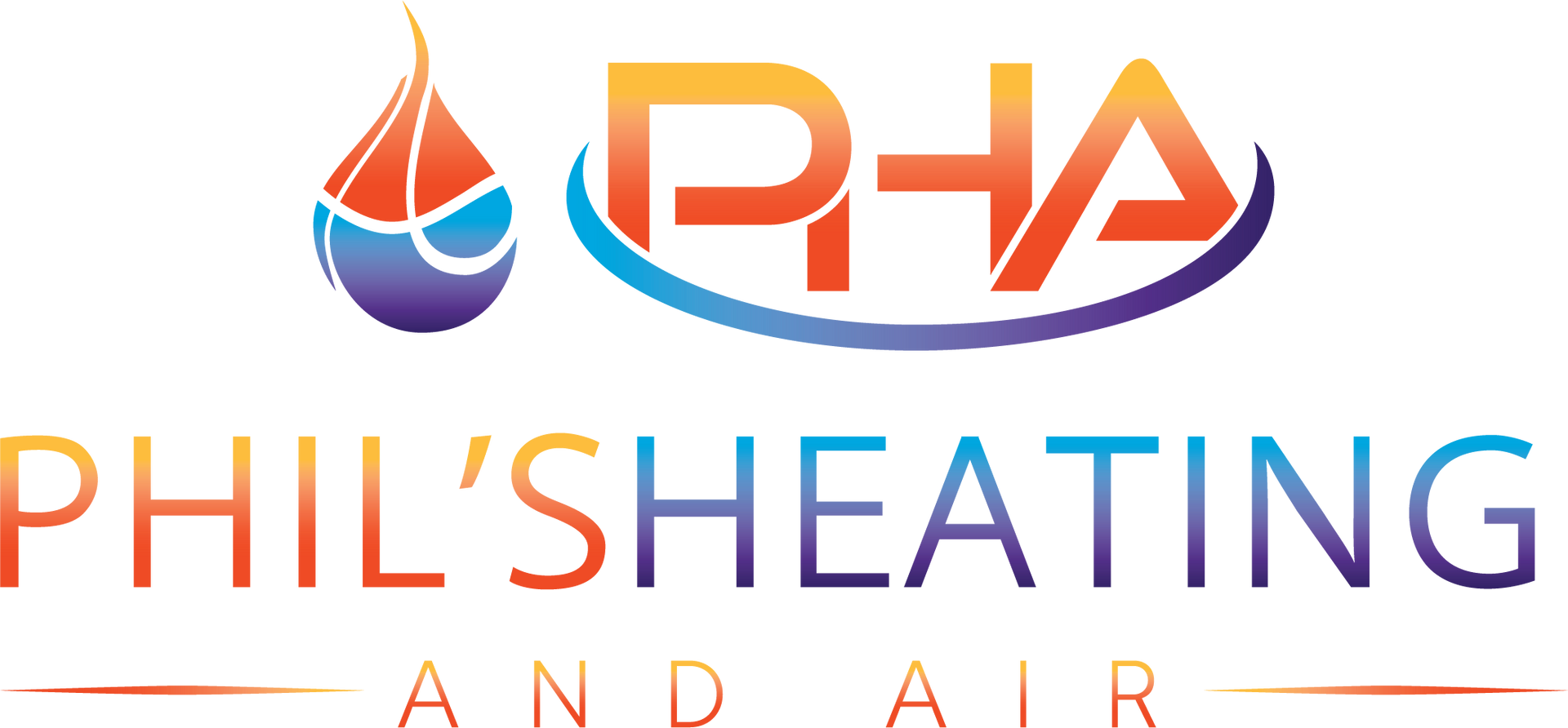 A colorful logo for phil 's heating and air