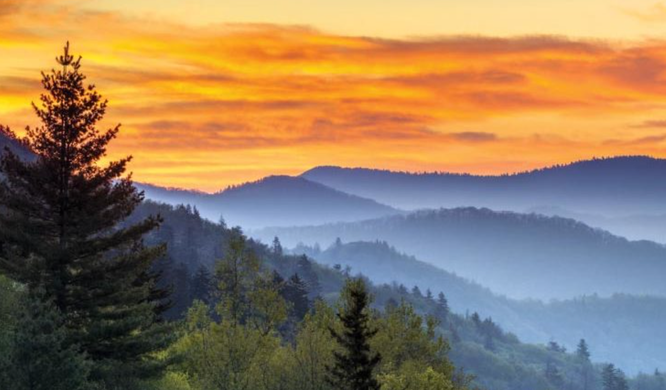Mountains at sunset in Sulphur Springs Tennessee