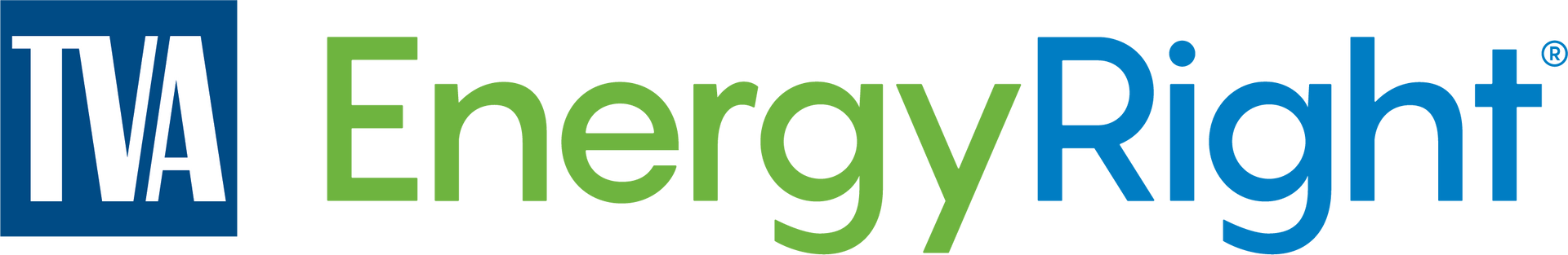 A blue and green energy right logo on a white background