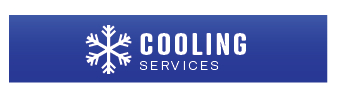 A blue sign that says cooling services with a snowflake on it