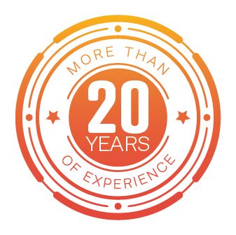 A stamp that says more than 20 years of experience