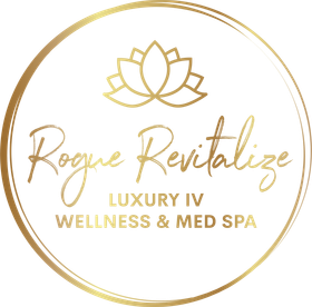 a logo for rogue revitalize luxury in wellness and beauty bar