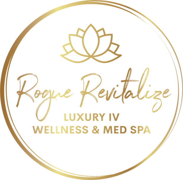 a logo for rogue revitalize luxury in wellness and beauty bar