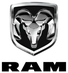 A ram logo with a ram head on it