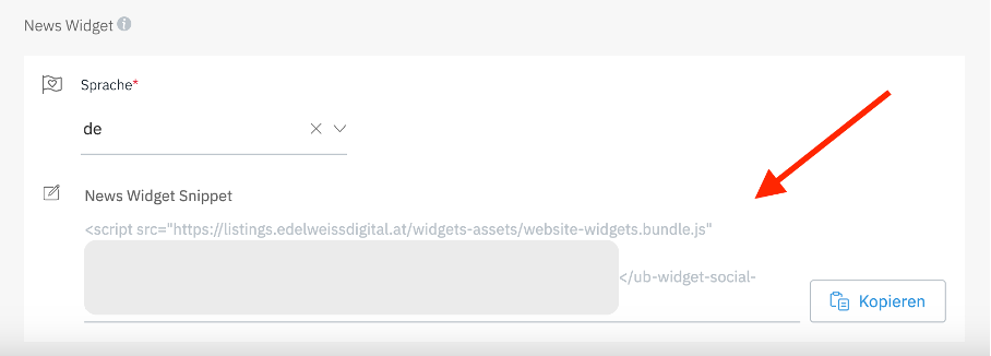 Ein Screenshot einer Website mit einem roten Pfeil, der auf eine Schaltfläche zeigt.