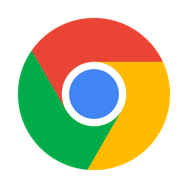 Ein Google Chrome-Logo mit einem blauen Kreis in der Mitte