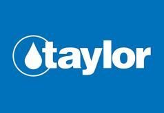 Le logo taylor est sur un fond bleu.