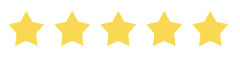 A row of five yellow stars on a white background.
