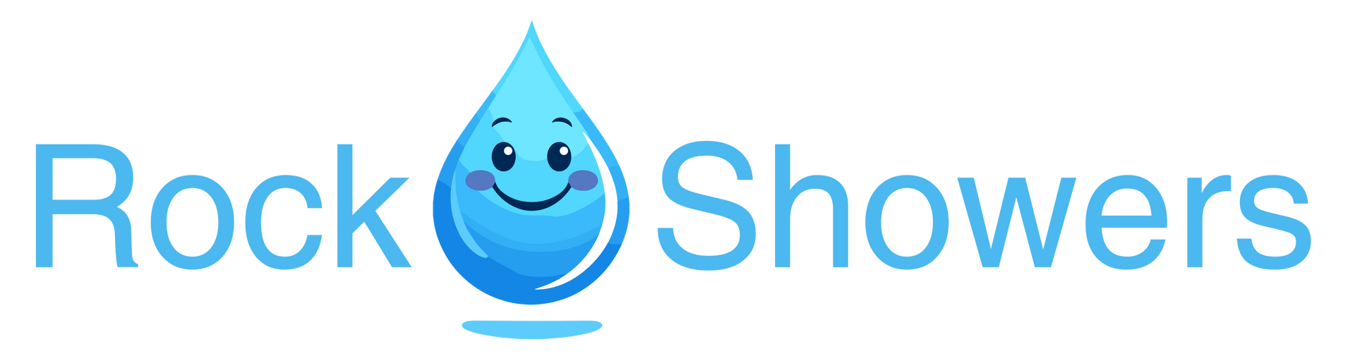 Logo: Blue water droplet with smiling face between the words 