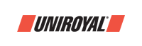 A red and black logo for uniroyal on a white background