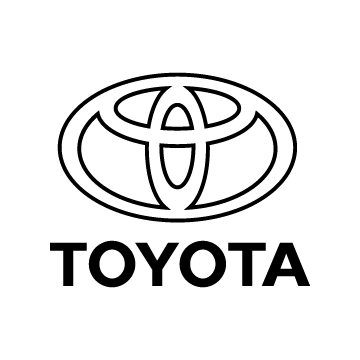 a black and white toyota logo on a white background .