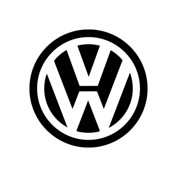a black and white volkswagen logo in a circle on a white background .