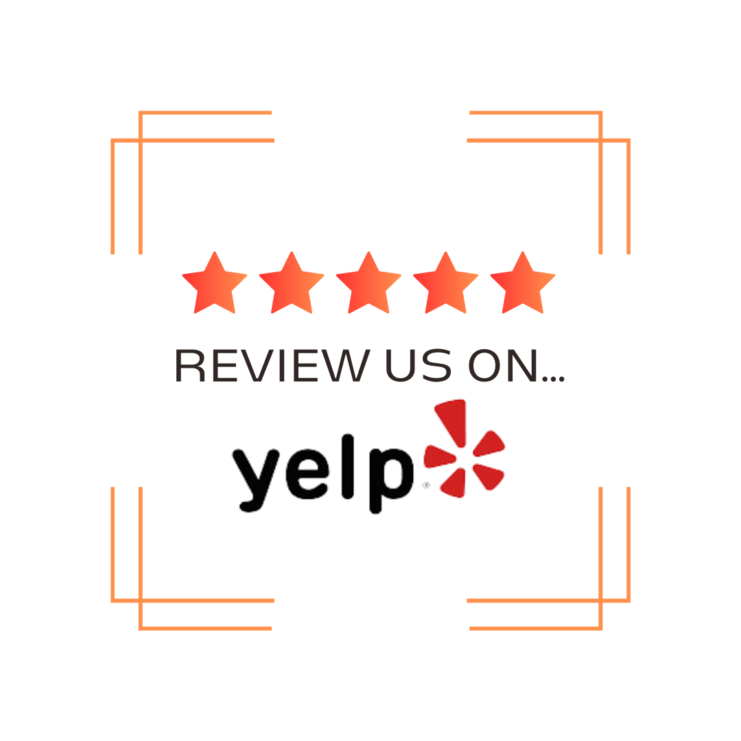 Orange stars and Yelp logo, encouraging users to leave a review.