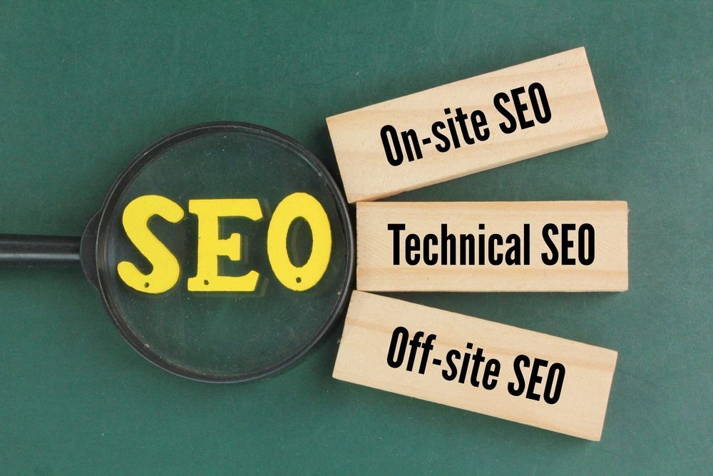 A magnifying glass with the word seo on it