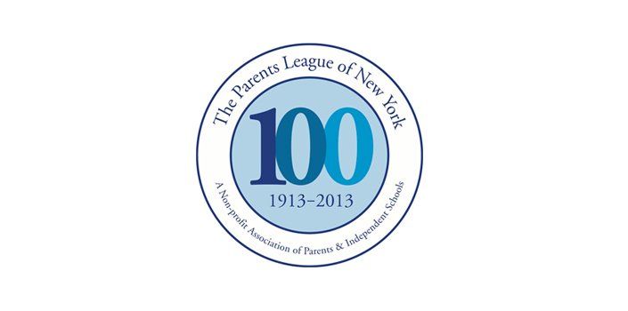 Logo for The Parents League of New York, celebrating 100 years, 1913-2013. Features a circular emblem in blue and white.