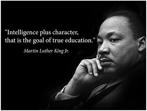 Martin Luther King Jr. in black and white, with quote: