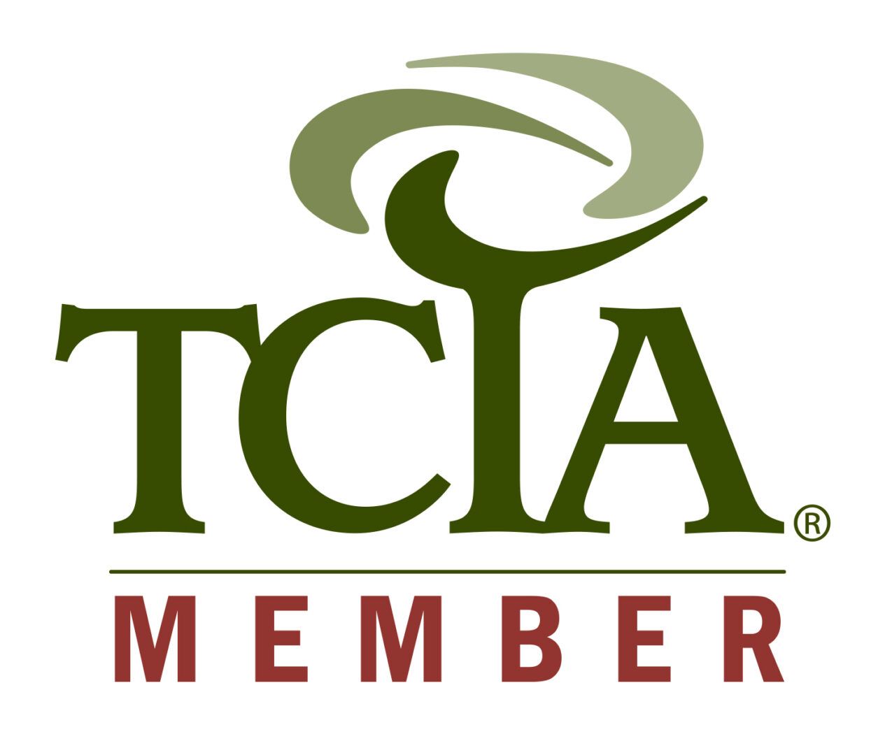 A green and red logo for tcia member