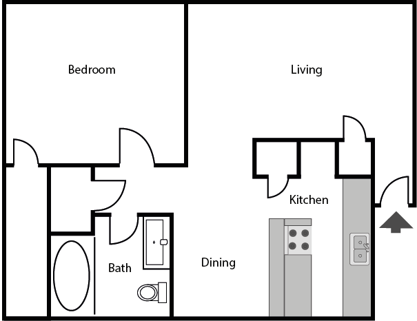 1 bedroom 1 bathroom floor plan