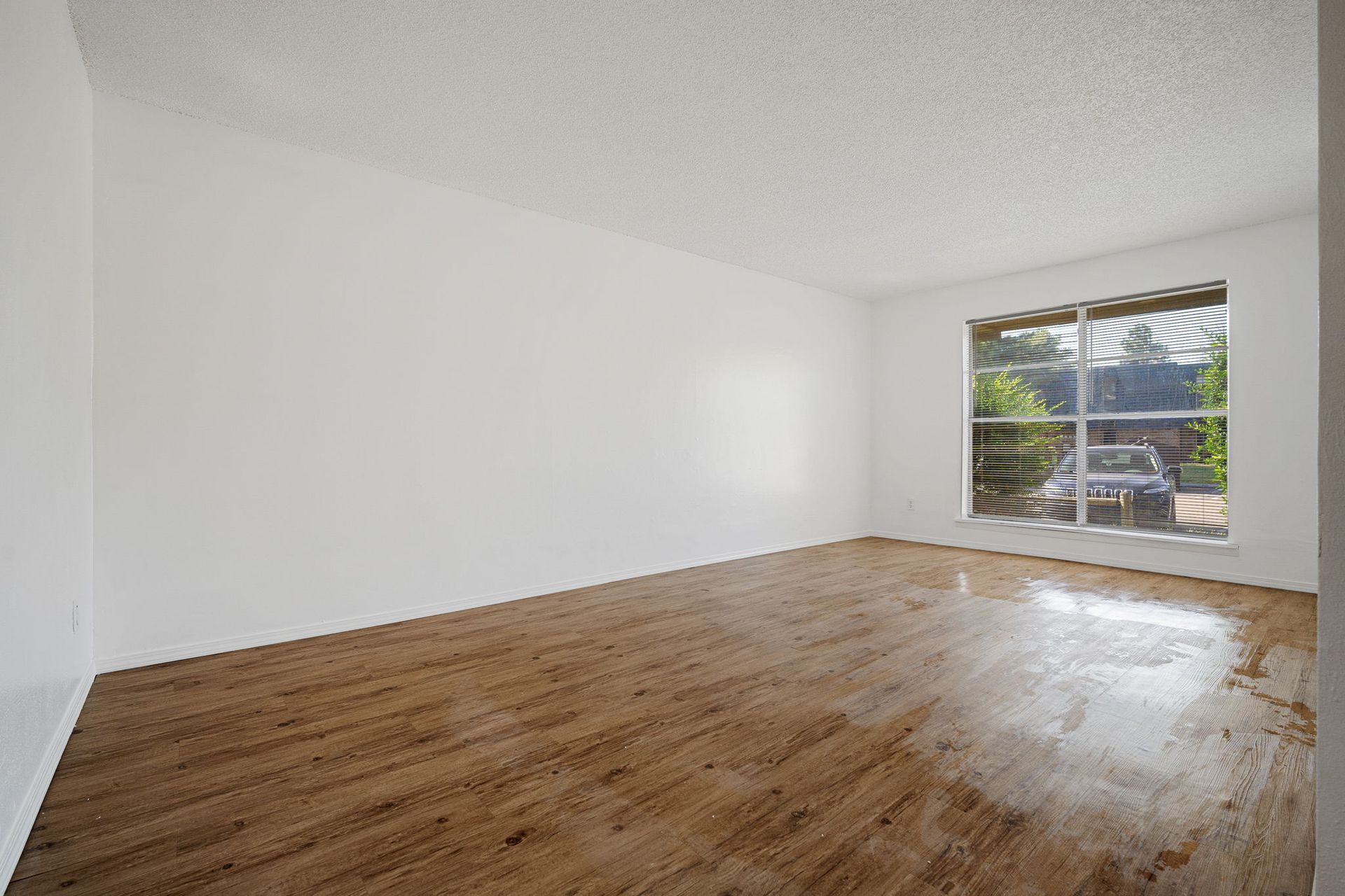Alternate photo of a living room with plenty of natural light and a very large window
