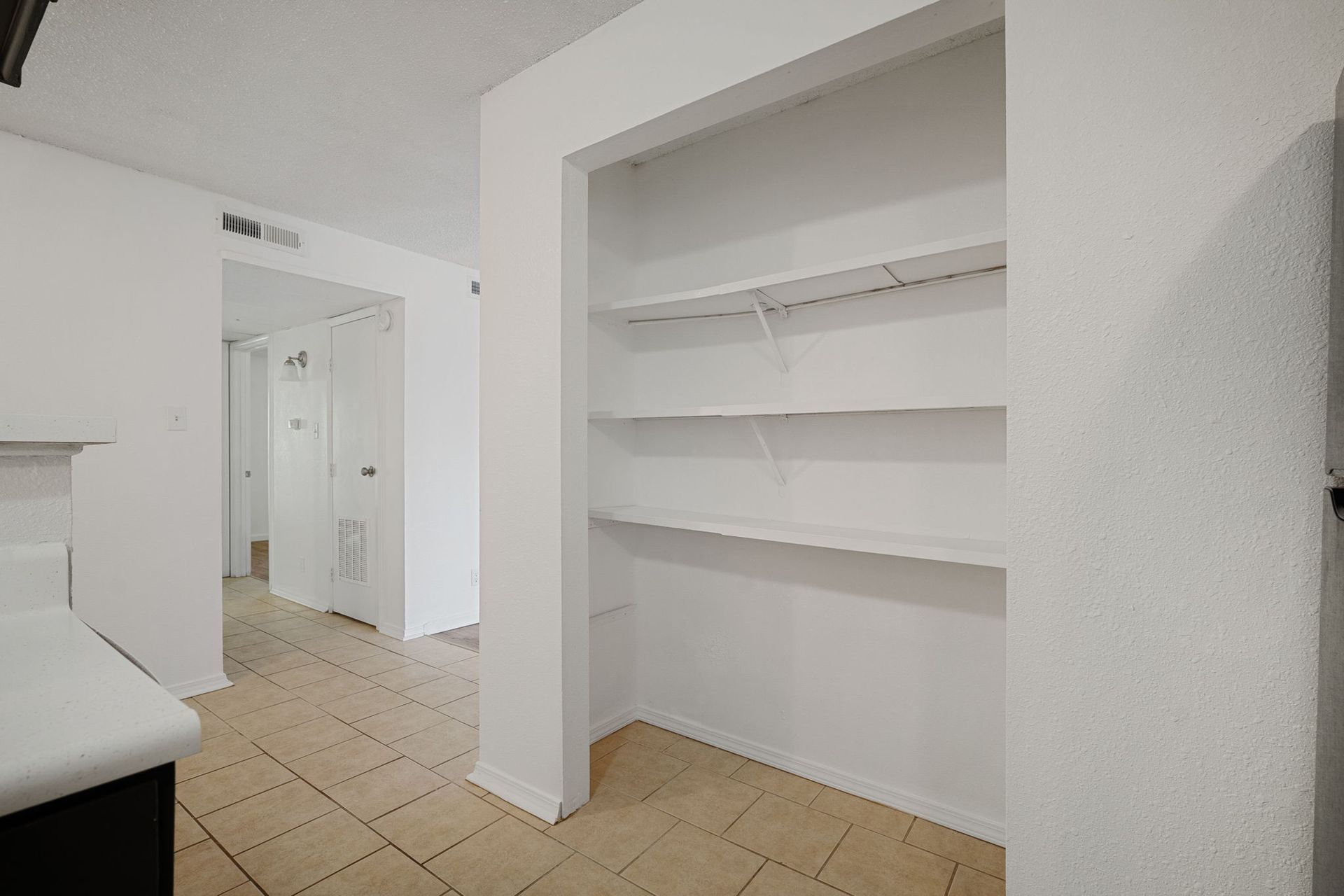 Photo showing the built-in shelves