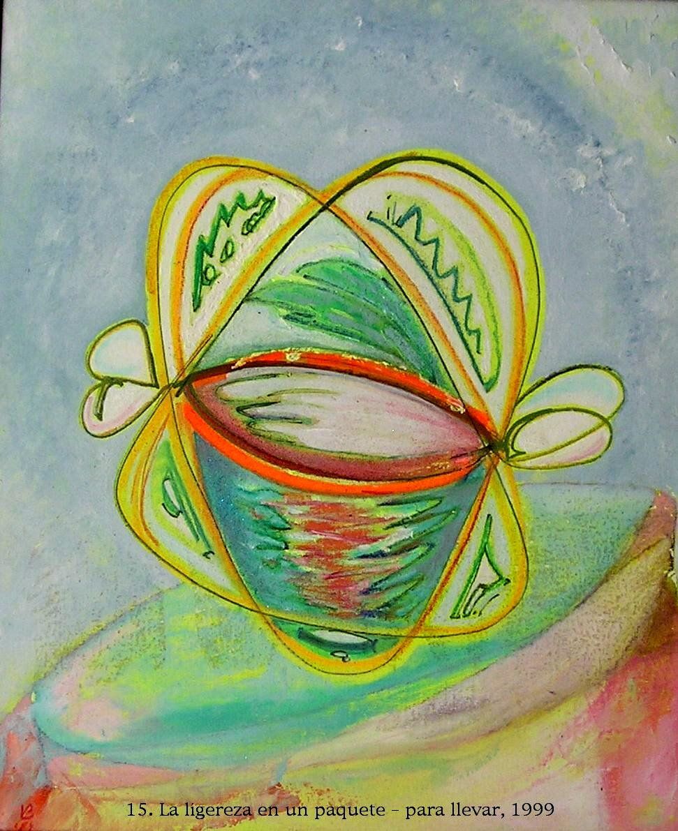 Ein buntes Gemälde mit der Jahreszahl 1996 auf der Unterseite