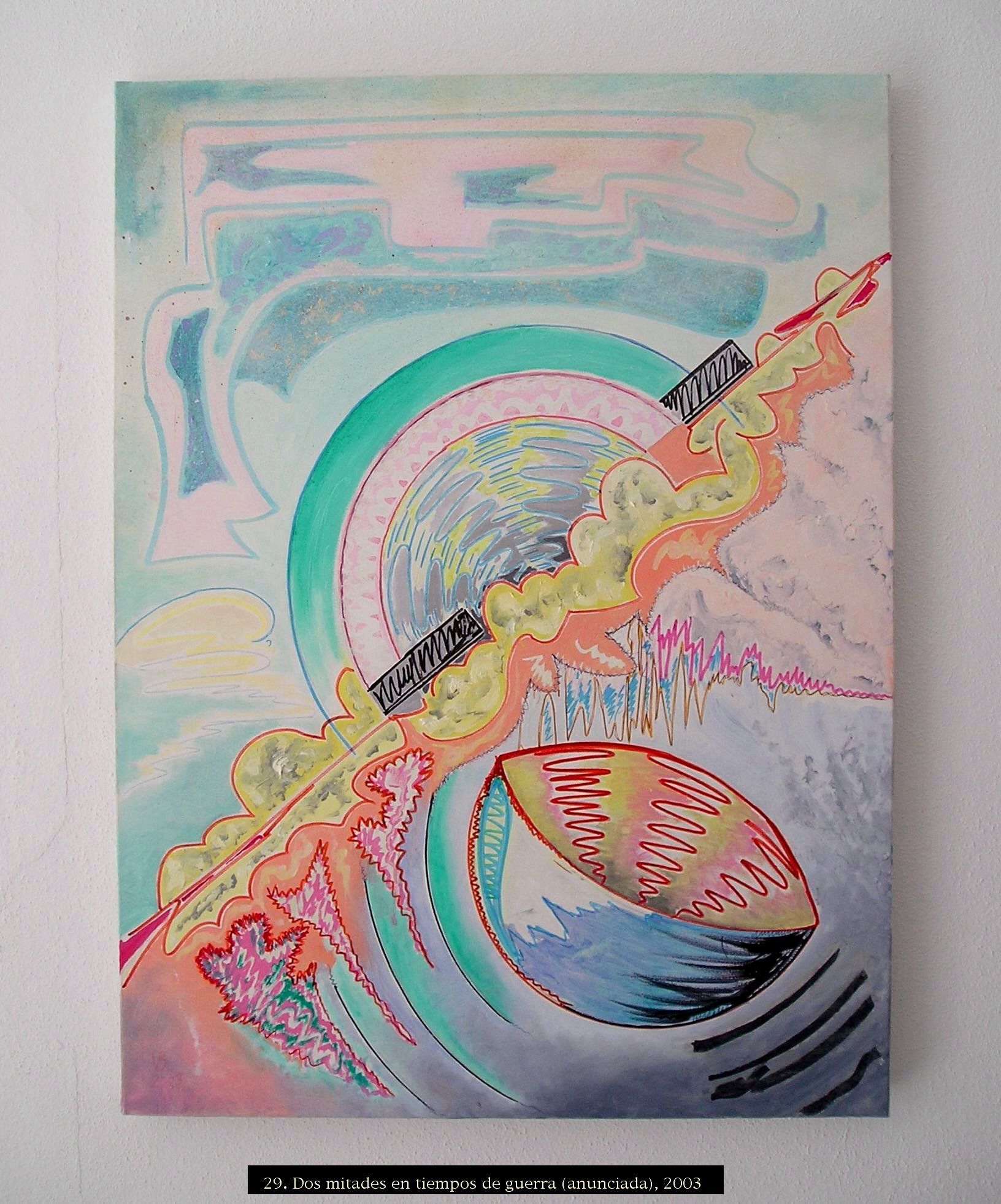 Ein Gemälde an einer Wand mit der Jahreszahl 2008 darauf