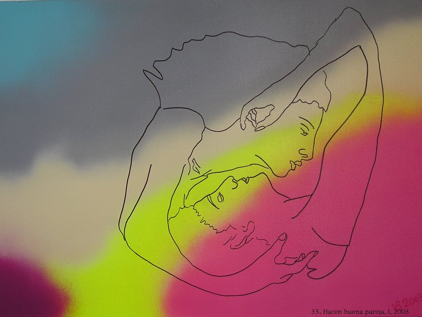 Eine Zeichnung eines Frauengesichts mit der Jahreszahl 2013 auf der Unterseite