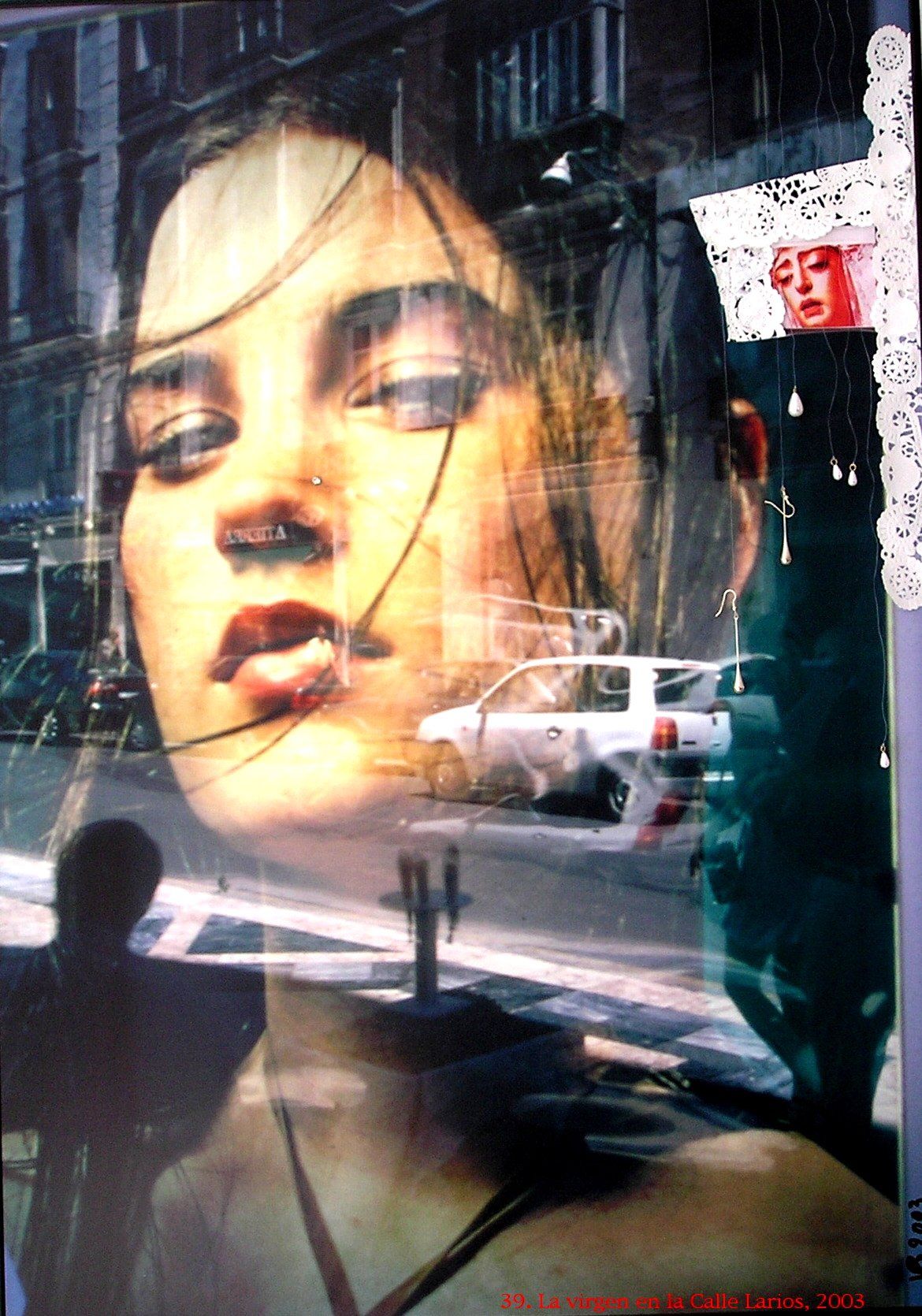 Ein Doppelbelichtungsfoto des Gesichts einer Frau