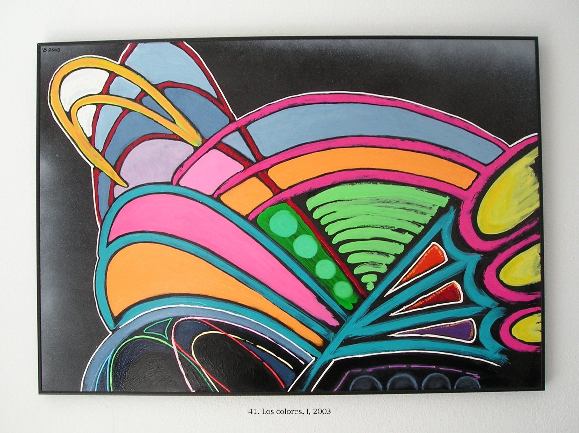 Ein buntes Gemälde mit der Zahl 4 auf der Unterseite