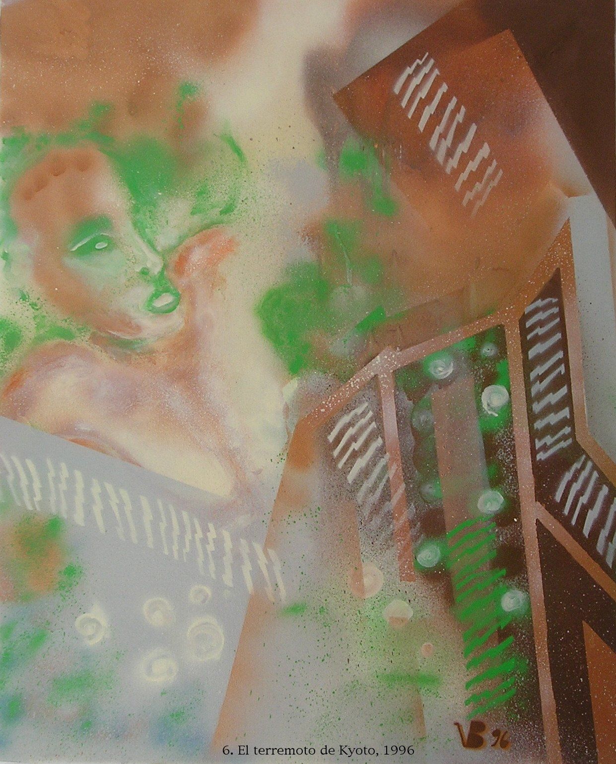 Ein Gemälde eines Frauengesichts mit grünen Augen