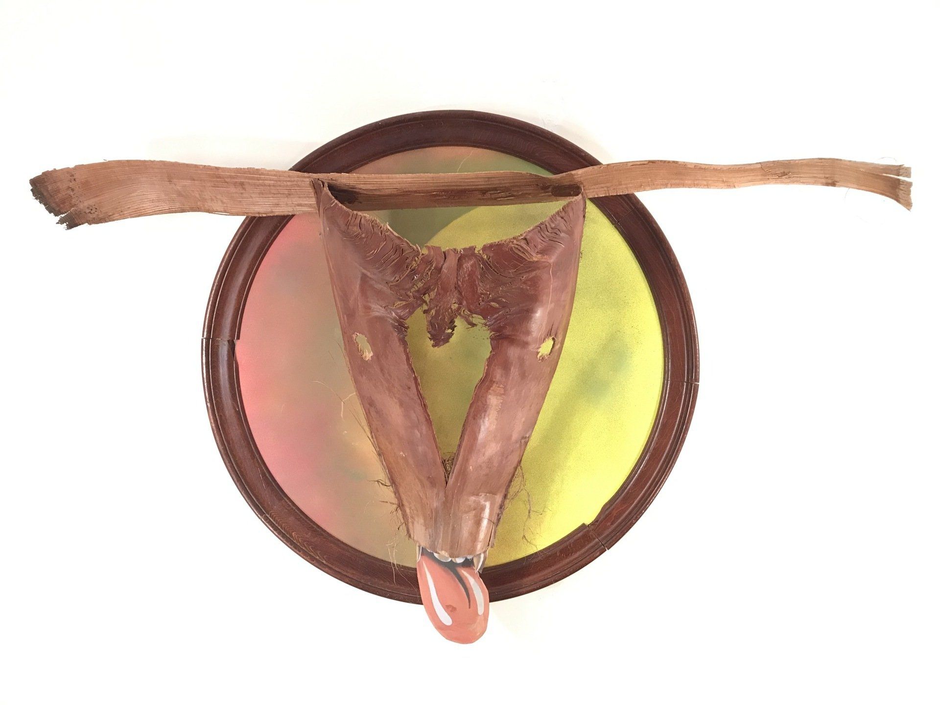 Auf einem Teller liegt ein Stück Holz, auf dem sich ein Schmetterling befindet.