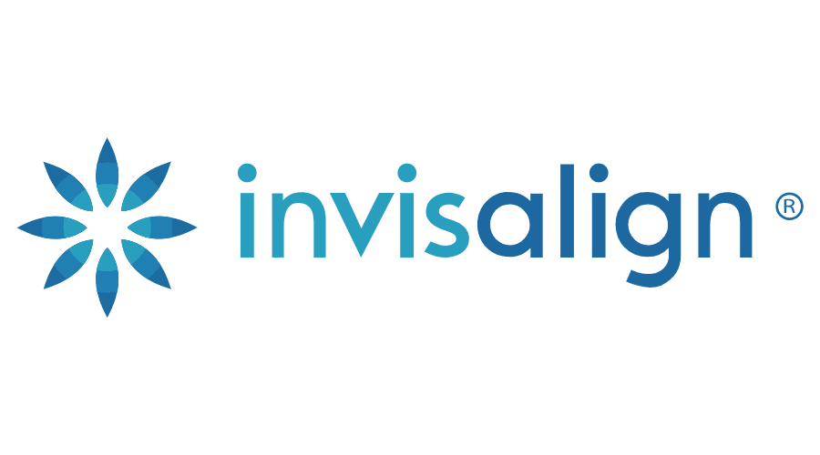 Invisalign logo with a blue flower-like design and text