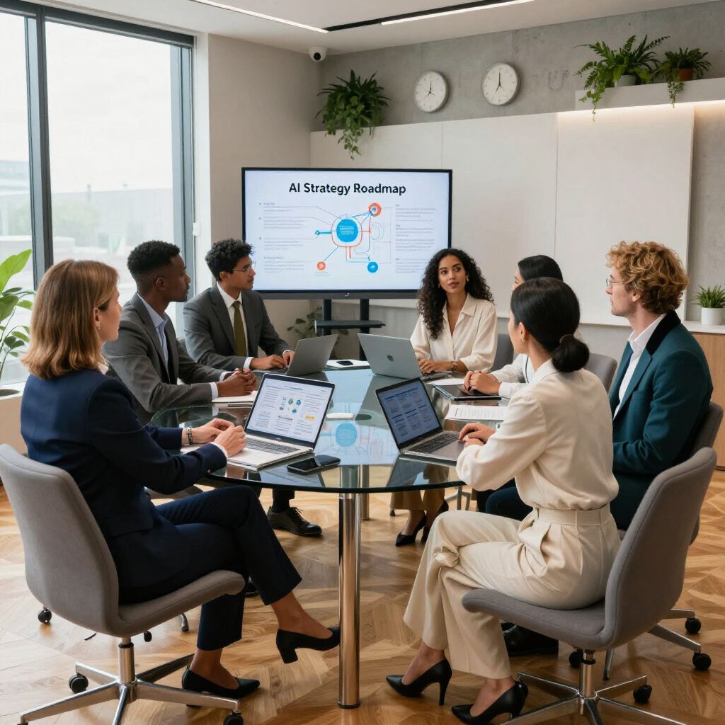 A case study presentation showing the successful integration of an AI solution for a client, with key performance indicators highlighted