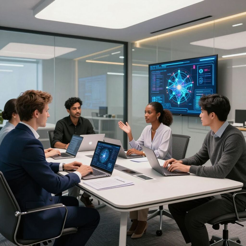 A visual representation of an AI agent learning and adapting from new data, with its neural network evolving over time.