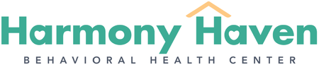 Harmony Haven Behavioral Health Center logo with teal text and a house icon.