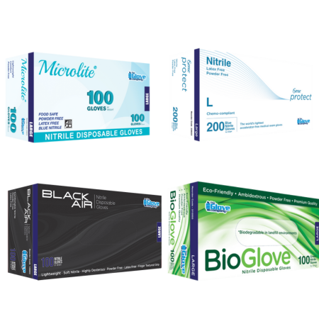 photo of four types of disposable gloves