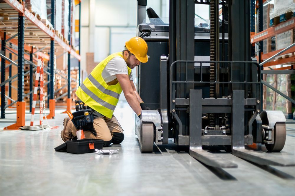 Mechanic Repairing Forklift in the Warehouse — A1 Forklifts In Coffs Harbour, NSW