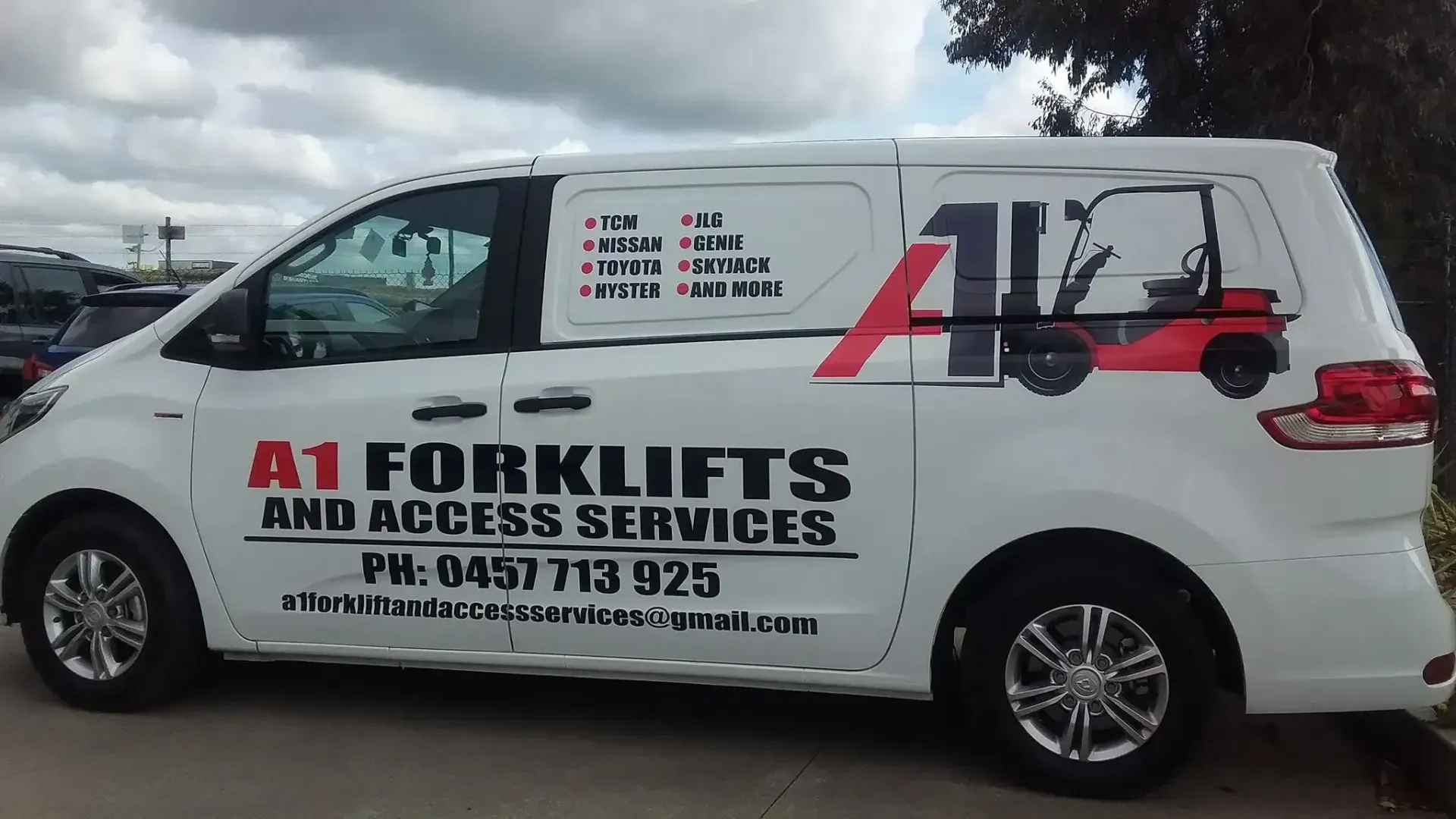 White Van With Business Name on It — A1 Forklifts In South West Rocks, NSW