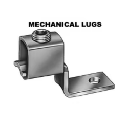 Mechanical lug with a screw terminal for wire and a mounting hole.