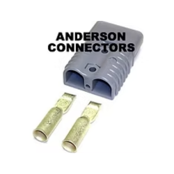 Gray Anderson connector with two metal contacts.