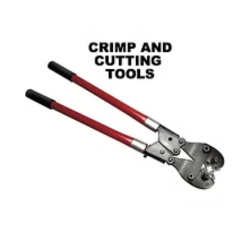 Red and black crimping and cutting tool.
