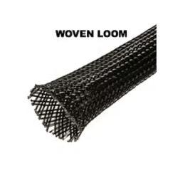 Black woven loom sleeve for cable management.