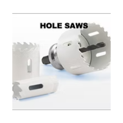 White hole saws for drilling, close-up with 