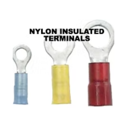 Nylon insulated ring terminals; blue, yellow, and red colors.