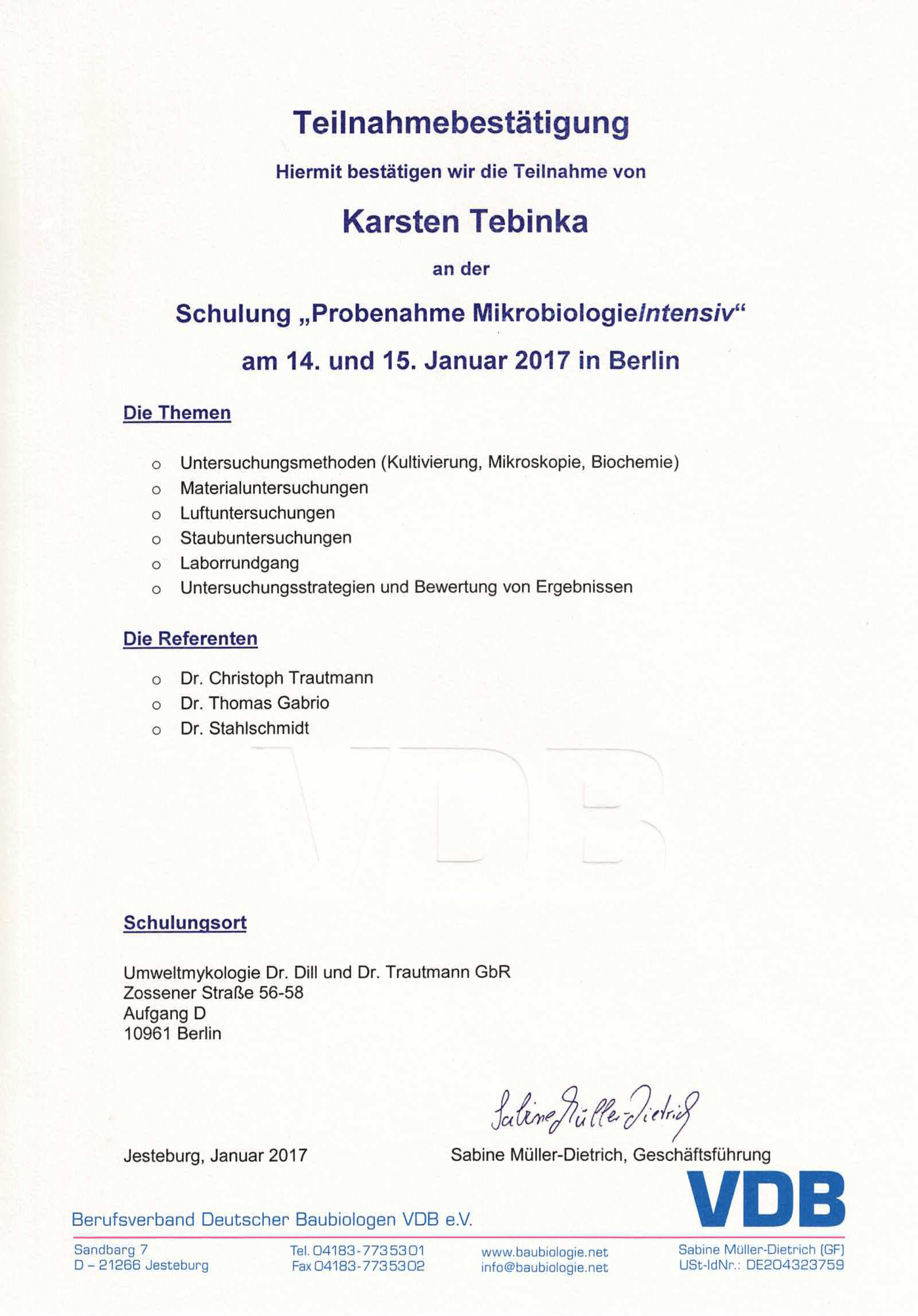 A certificate that says teilnahmebestätigung is on a white background.
